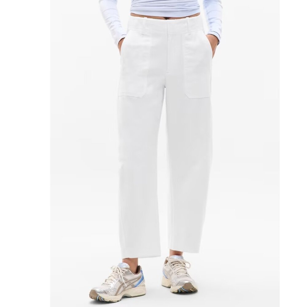 Athleta White Skyline High Rise Barrel Leg Pant Size 4 NWT - Picture 2 of 9